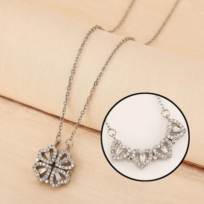 💖 GlowCharm AmoraClover – Folding Heart & Four-Leaf Clover Magnetic Pendant