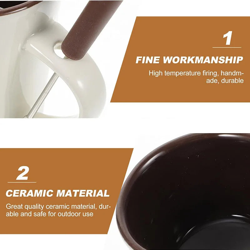 🍫 GlowHome FondueFlame – 130ML Ceramic Fondue Mug with Candle-Heating Base