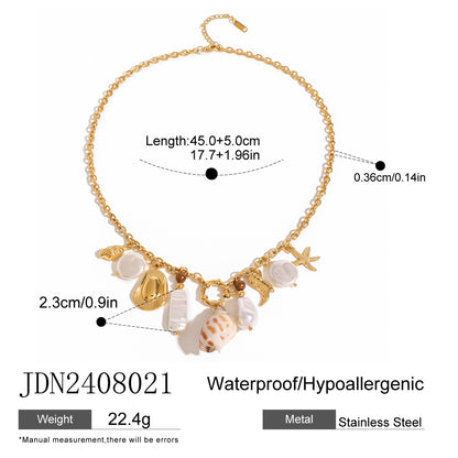 European and American stainless steel necklace with high-end feel collarbone chain ceramic pendant titanium steel jewelry