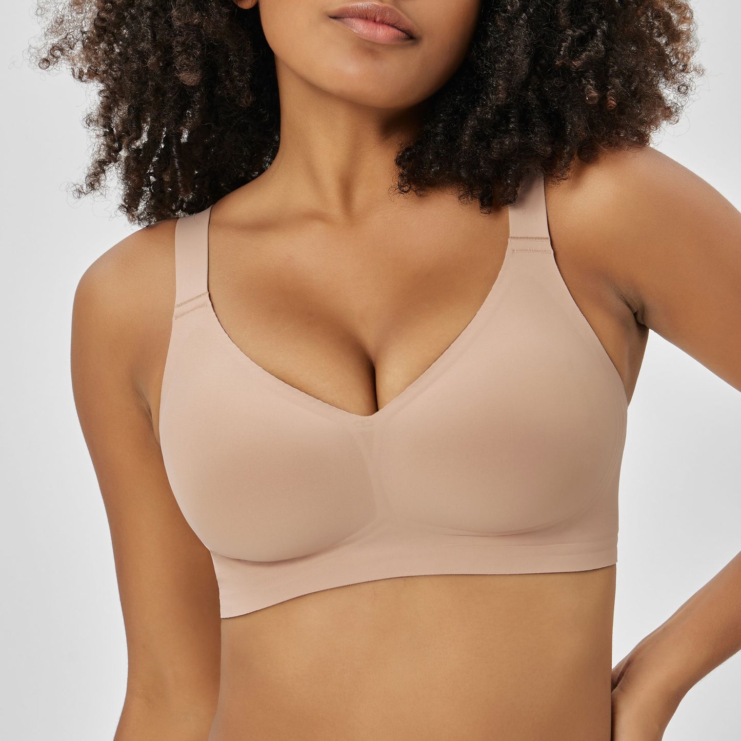 Breathable Push-Up Fixed Cup One-Piece Thin Jelly Stripe Wire-Free Bra