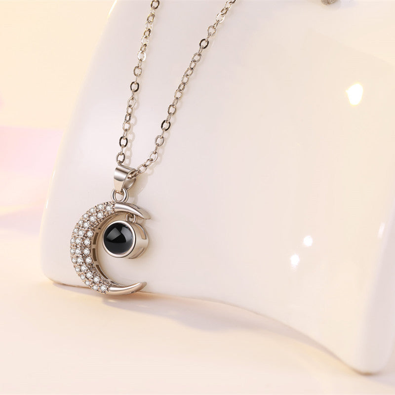 100 Languages I Love You Necklace New Creative Star Moon Decoration Short Leather Rope Clavicle Necklace for Women