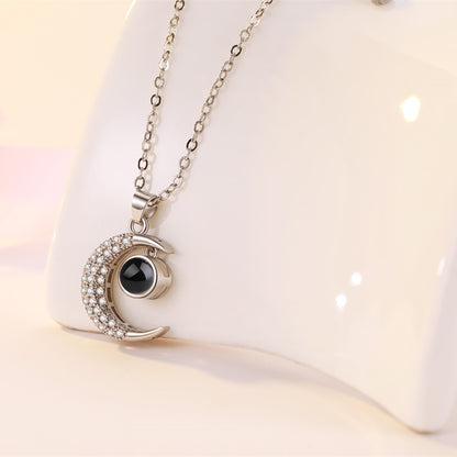 100 Languages I Love You Necklace New Creative Star Moon Decoration Short Leather Rope Clavicle Necklace for Women