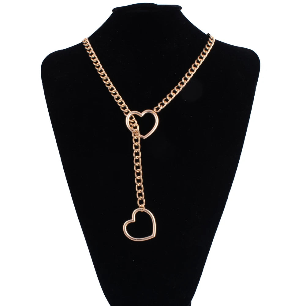 ❤️ GlowLuxe HeartTease Slip Chain Necklace – Adjustable Seductive Statement Choker