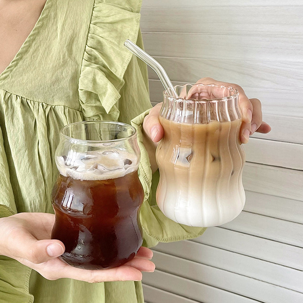 ☕ GlowSip RetroGlass – Striped Vintage-Inspired Coffee Tumbler
