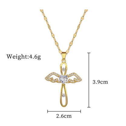 GlowCharm RadiantCross – Unisex Zircon-Encrusted Pendant Necklace