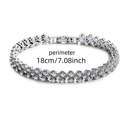 💎 GlowCharm LuxeLink – Roman Crystal Geometric Chain Bracelet