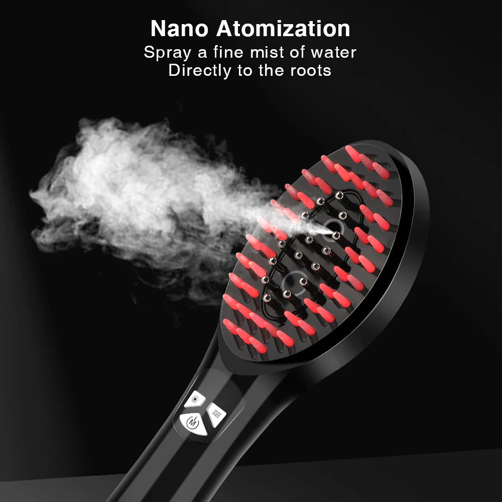 💆‍♀️ GlowHair ScalpRegen Pro – 5-in-1 Electric Scalp Massage Comb with Light Therapy & Nano Mist