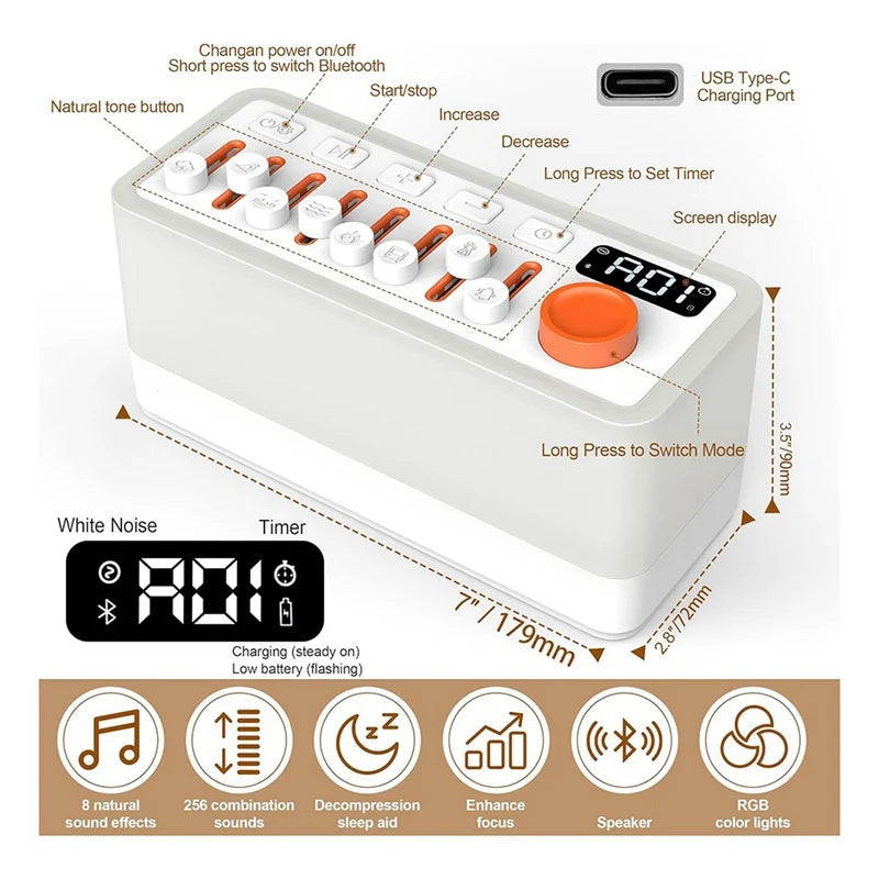 🌙 GlowZen Atmosphere – Sound Machine & Night Light with Bluetooth