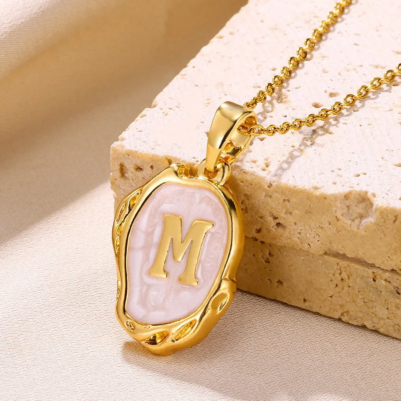 ✨ GlowLuxe AlphaGold Necklace – A–Z Gold Plated Initial Pendant on Snake Chain