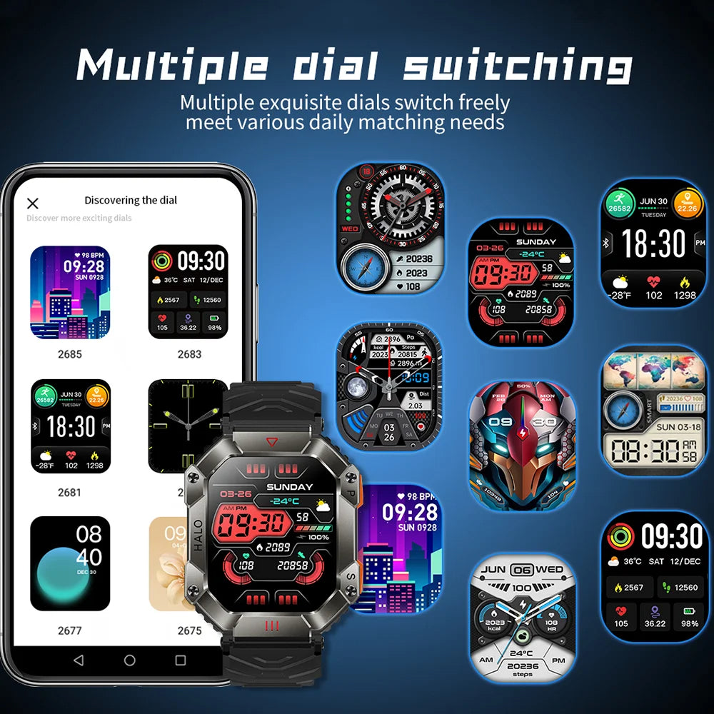 ⌚ GlowForce TitanX – Rugged Military Smartwatch for Men