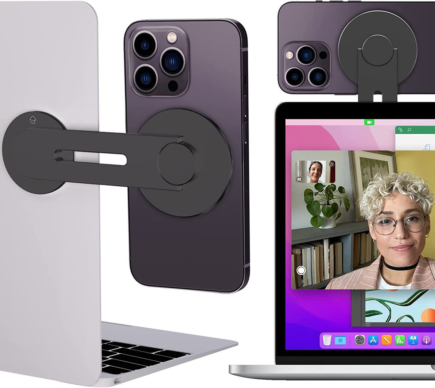 📱 GlowTech SnapSide Pro – Foldable Magnetic Laptop Phone Holder for MagSafe & All Smartphones