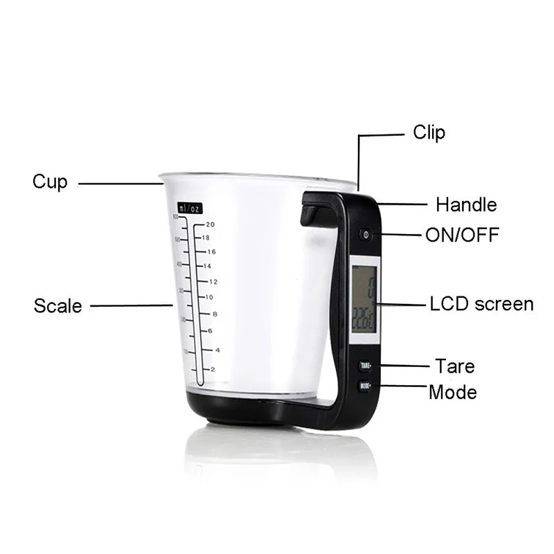 ⚖️ GlowKitchen MeasureSmart Cup – Digital Measuring Cup with Scale, LCD Display & Temperature Sensor