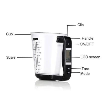 ⚖️ GlowKitchen MeasureSmart Cup – Digital Measuring Cup with Scale, LCD Display & Temperature Sensor