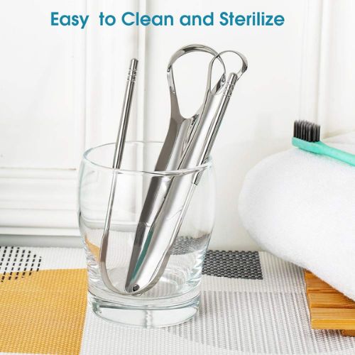 👅 GlowCare PureTongue – Stainless Steel Tongue Scraper with Double Handle Grip