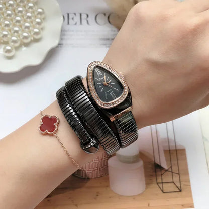 ⌚ GlowTime Serpentina – Gold Serpentine Quartz Bracelet Watch