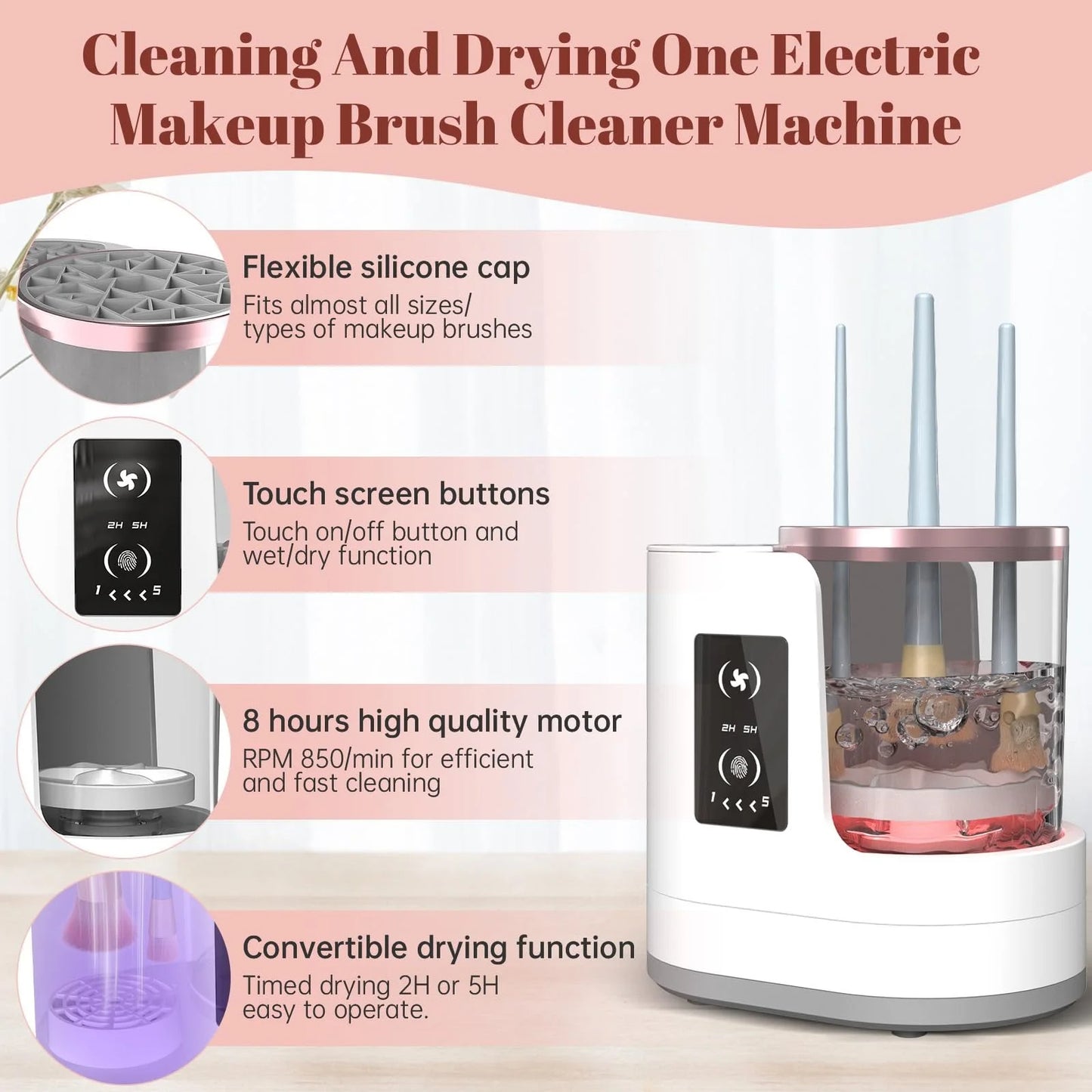 💅 GlowBeauty CleanSpin Pro – 3-in-1 Electric Makeup Brush Cleaner, Dryer & Holder