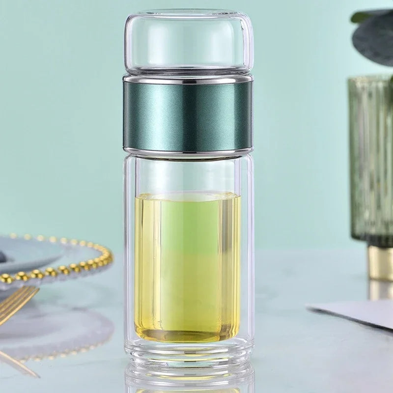 🍵 GlowSip InfuseGlass – Double-Layer Tea Infuser Bottle