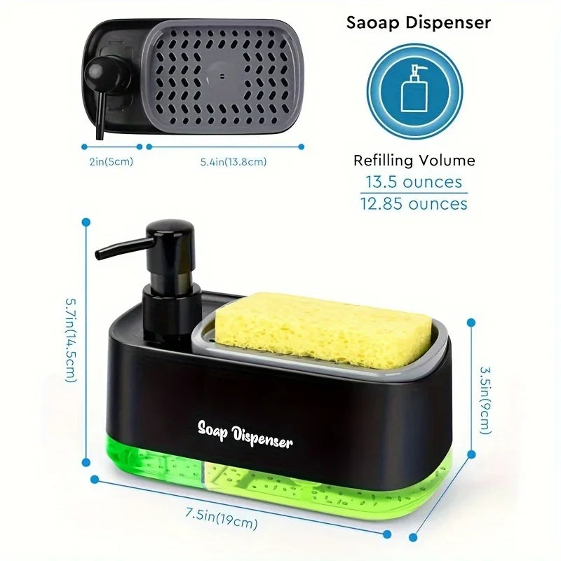 GlowClean - 3-in-1 Dual Soap Dispenser Set