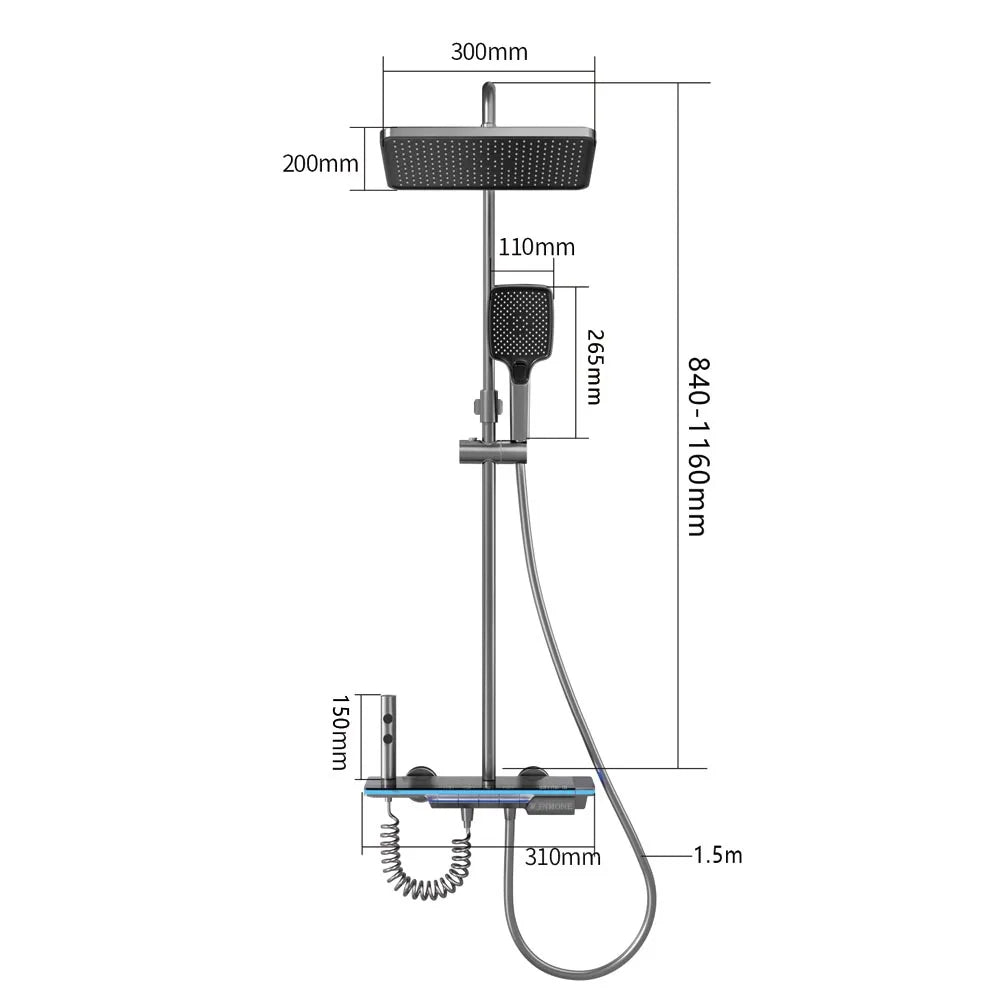 🚿 GlowBath LuxeKeys Shower System – Digital Thermostat Spa Shower with Ambient Lighting