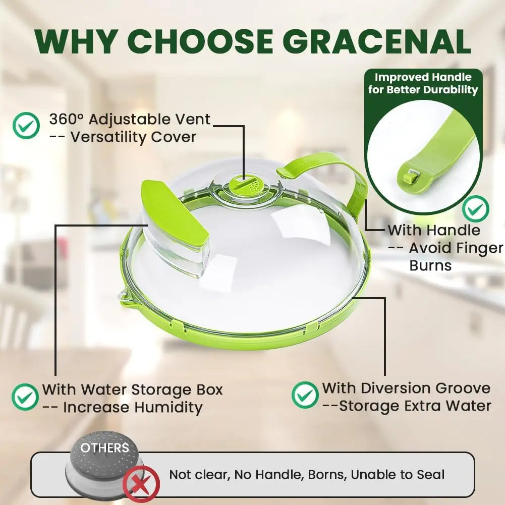 🍽 GlowKitchen SteamShield – Microwave Food Cover with Built-In Steamer