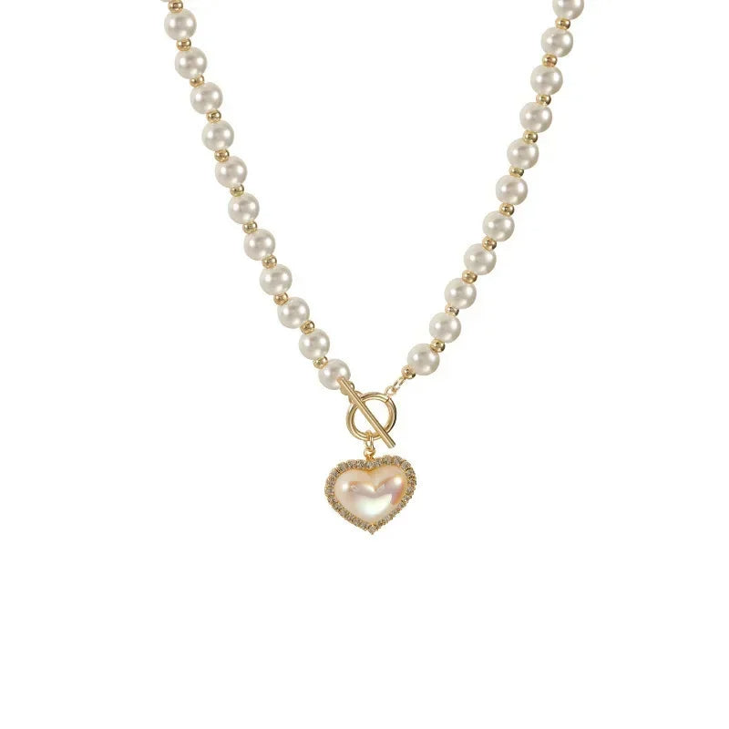 🤍 GlowLuxe PearlGrace Collar – Vintage-Inspired Imitation Pearl Clavicle Necklace
