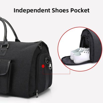 🧳 GlowTravel JetForm 2-in-1 – Convertible Duffel & Hanging Garment Bag (PU Leather, Carry-On Size)