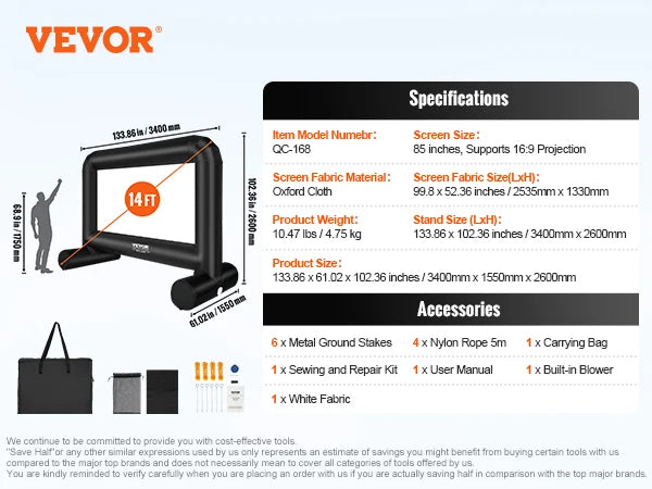 🎬 GlowView SkyScreen – 426 CM & 487 CM Inflatable Outdoor Movie Screen