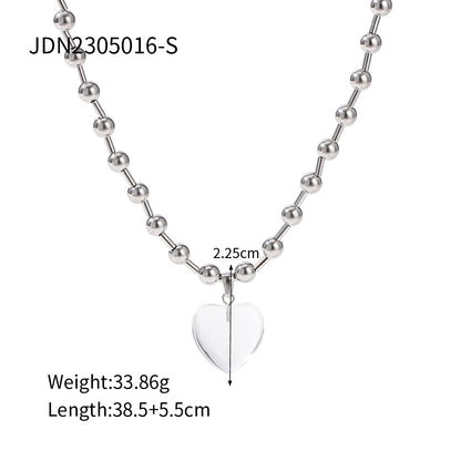 Round bead transparent heart pendant necklace for girls simple bead design niche women