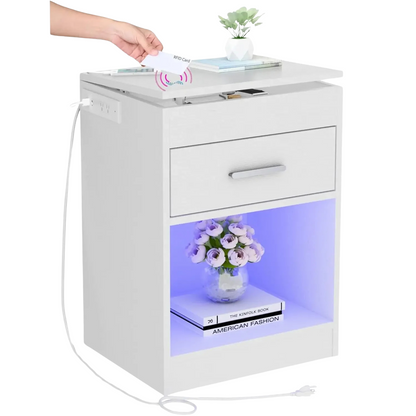 🛏 GlowHome VaultStand – RFID-Locking Smart Nightstand with Power & LED Lighting