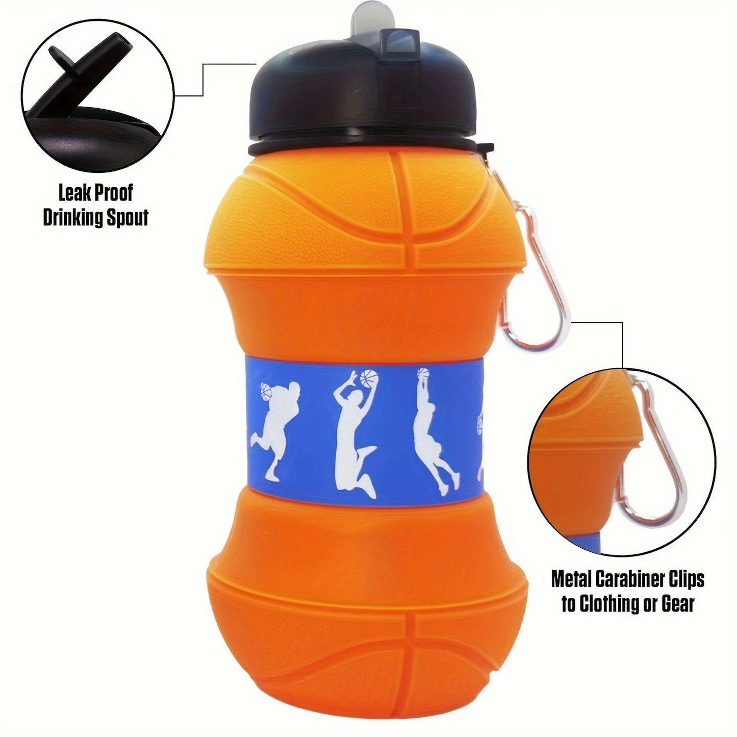 🏀 GlowHydrate SportFlex – Foldable Sports Ball Silicone Water Bottle