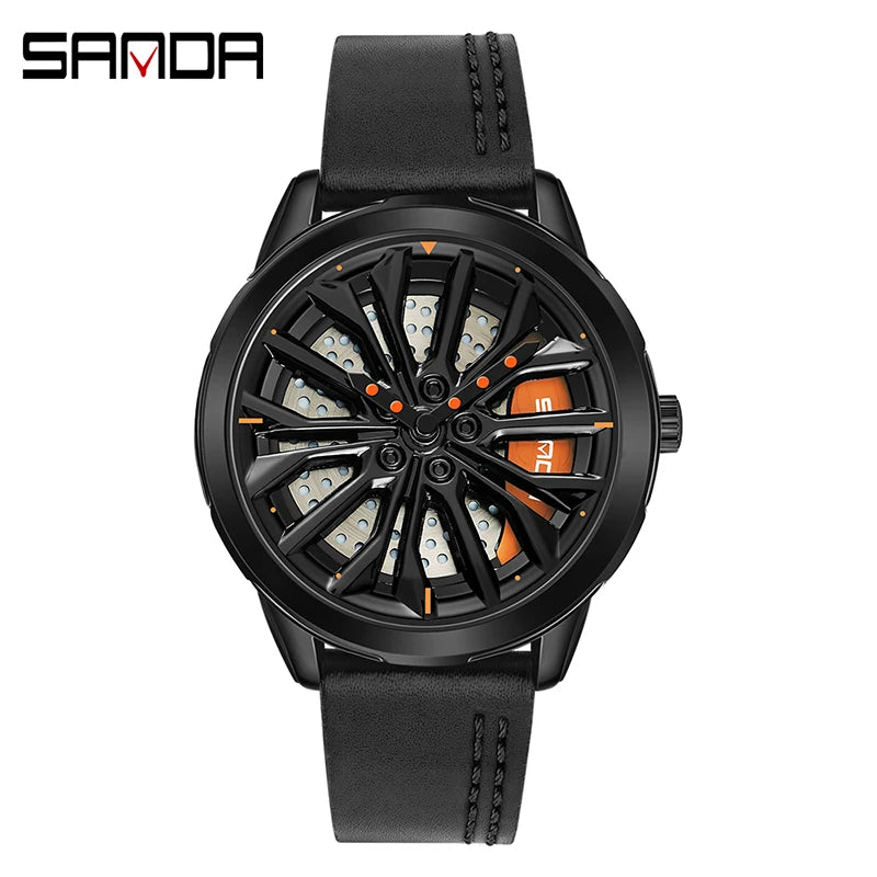⌚ GlowDrive RimWatch – 360° Spinning Sport Watch Inspired by Car Rims
