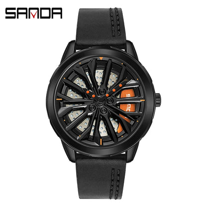 ⌚ GlowDrive RimWatch – 360° Spinning Sport Watch Inspired by Car Rims