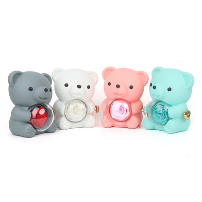 🌹 GlowGift RoseTreasure Box – Eternal Rose Teddy Bear with Rotating Jewelry Surprise