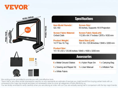 🎬 GlowView SkyScreen – 426 CM & 487 CM Inflatable Outdoor Movie Screen
