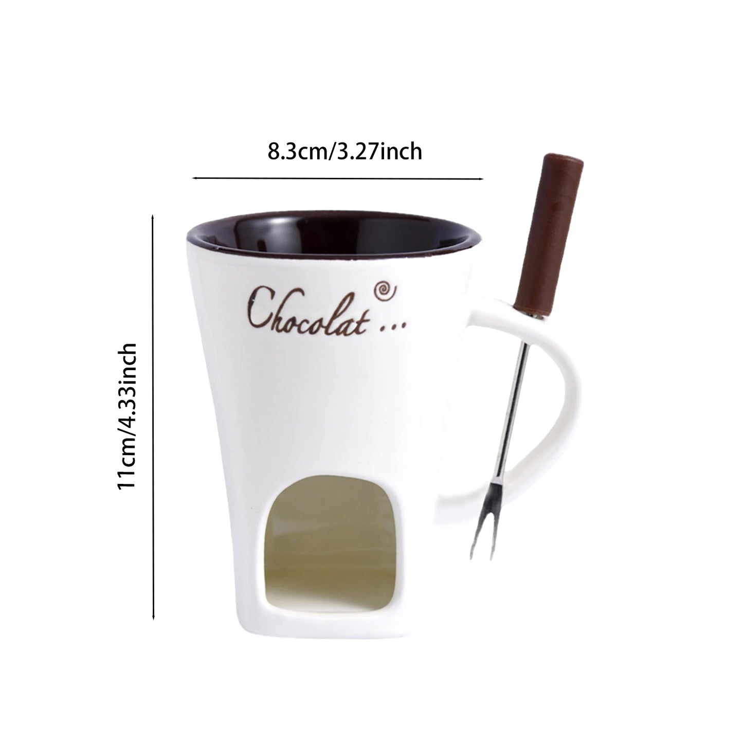 🍫 GlowHome FondueFlame – 130ML Ceramic Fondue Mug with Candle-Heating Base