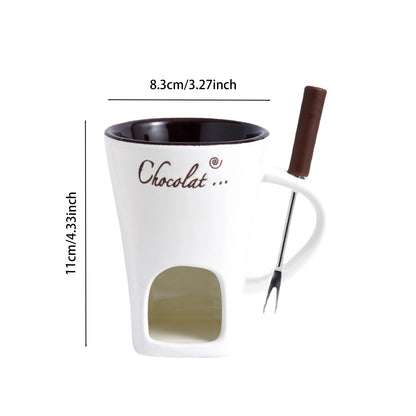 🍫 GlowHome FondueFlame – 130ML Ceramic Fondue Mug with Candle-Heating Base