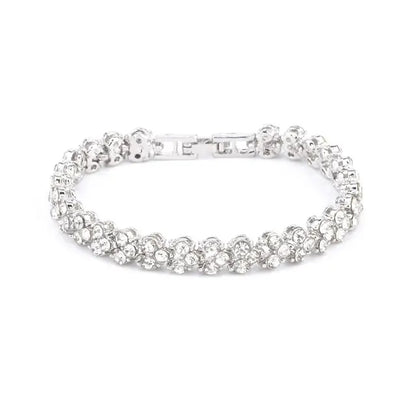 💎 GlowCharm LuxeLink – Roman Crystal Geometric Chain Bracelet