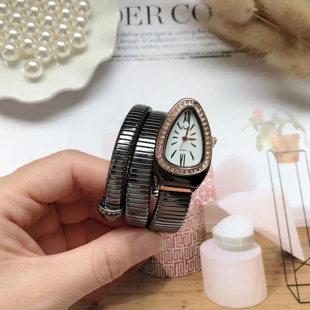 ⌚ GlowTime Serpentina – Gold Serpentine Quartz Bracelet Watch
