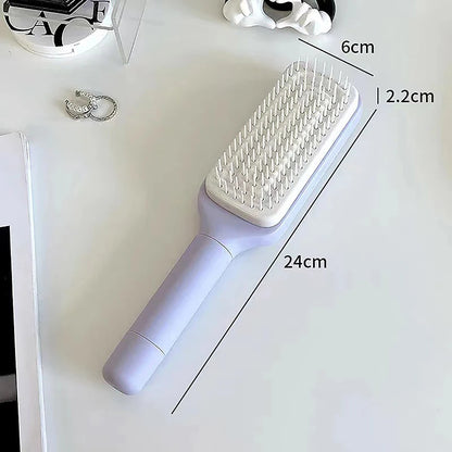💆 GlowBrush CleanEase – Self-Cleaning Anti-Static Hairbrush with Scalp Massage Cushion