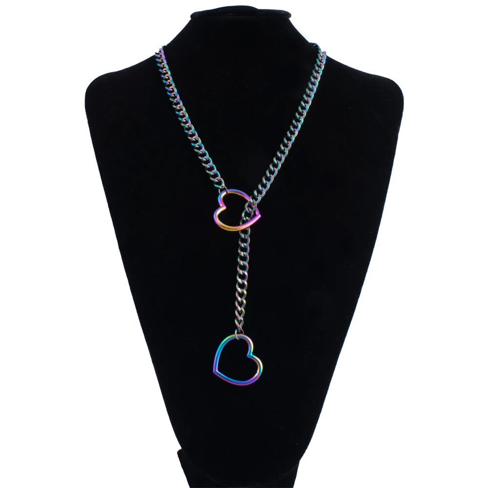 ❤️ GlowLuxe HeartTease Slip Chain Necklace – Adjustable Seductive Statement Choker