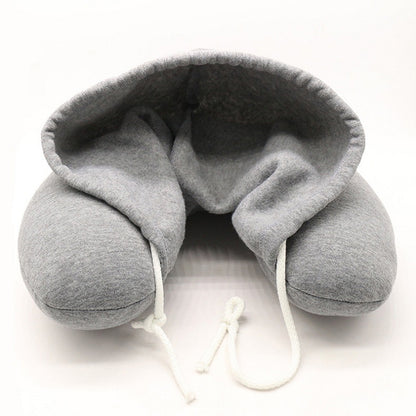 🛫 GlowTravel HoodRest – Memory Foam Neck Pillow with Hood & Eye Mask