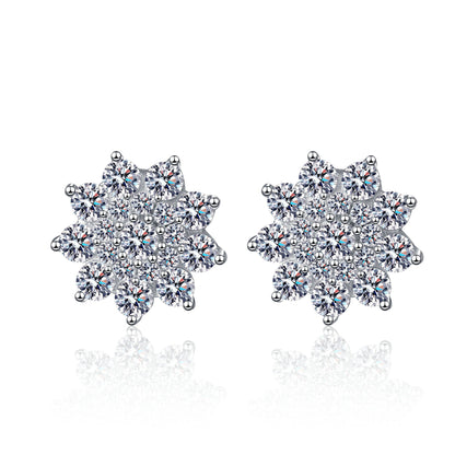 925 Sterling Silver Moissanite Zircon Stud Earrings