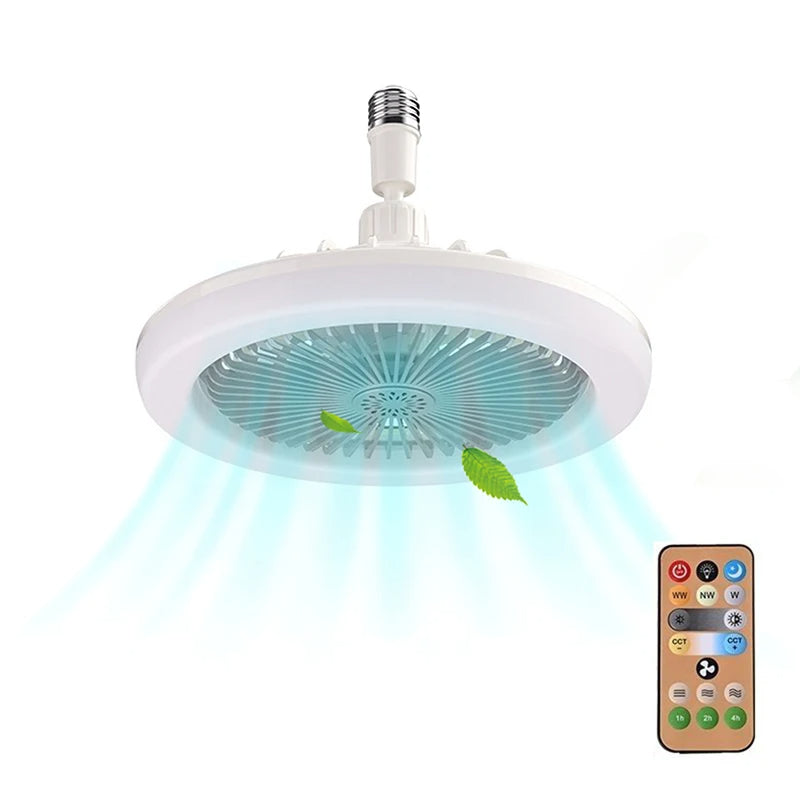 GlowBreeze Aura – Multi-Function Light Socket Fan with Remote