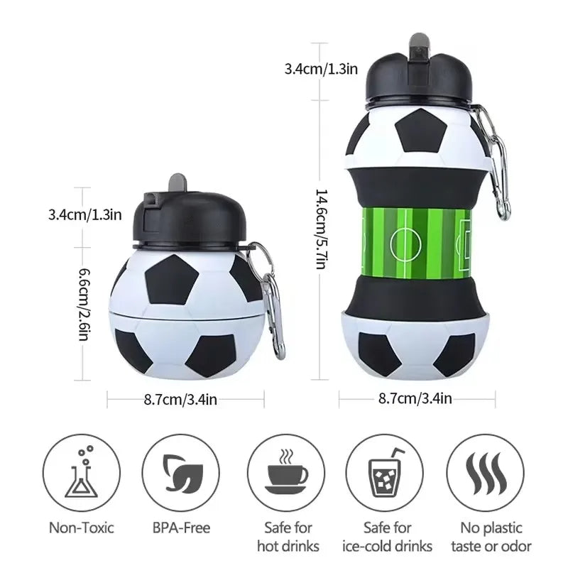 🏀 GlowHydrate SportFlex – Foldable Sports Ball Silicone Water Bottle