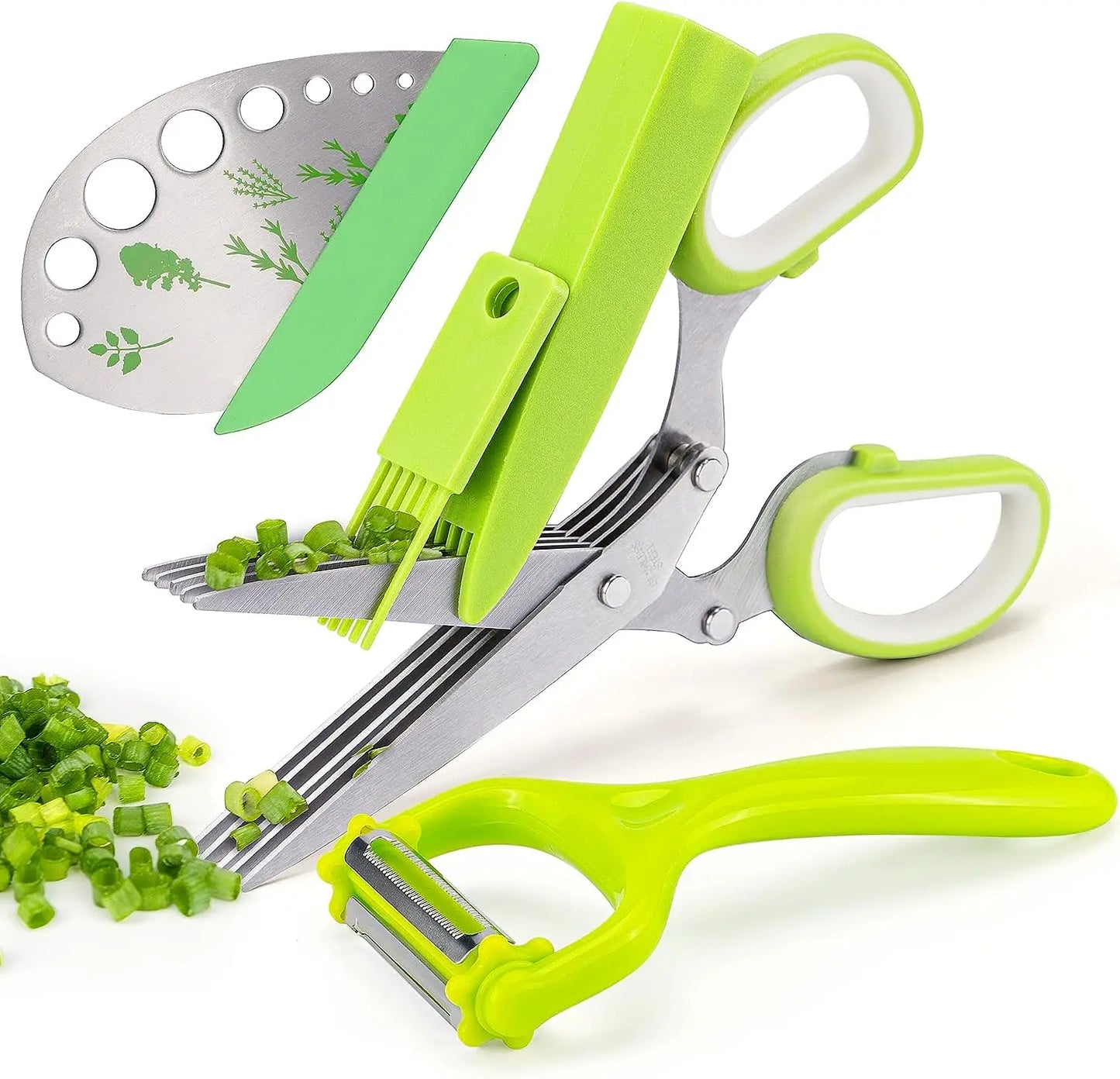 ✂️ GlowChop FiveBlade – Multipurpose Herb Scissors Set