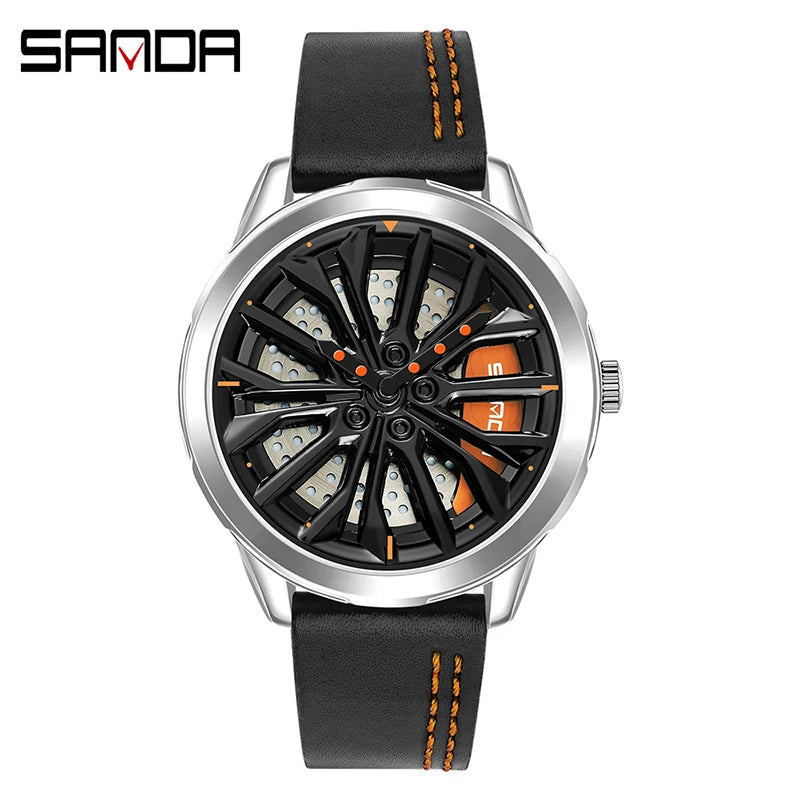 ⌚ GlowDrive RimWatch – 360° Spinning Sport Watch Inspired by Car Rims