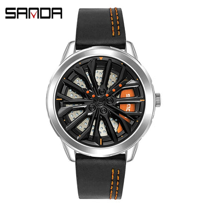⌚ GlowDrive RimWatch – 360° Spinning Sport Watch Inspired by Car Rims
