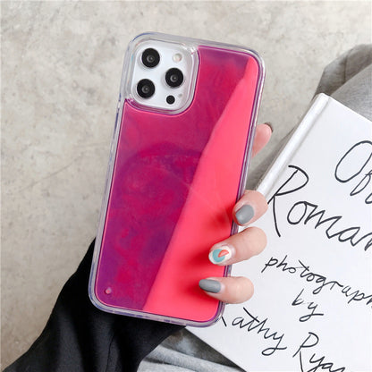 📱 ✨ GlowCase LiquidLuxe – Luminous Quicksand Glitter Transparent Shockproof iPhone Case
