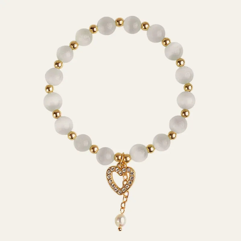 ✨ GlowCharm FortunaBloom – Natural Crystal & White Opal Bracelet