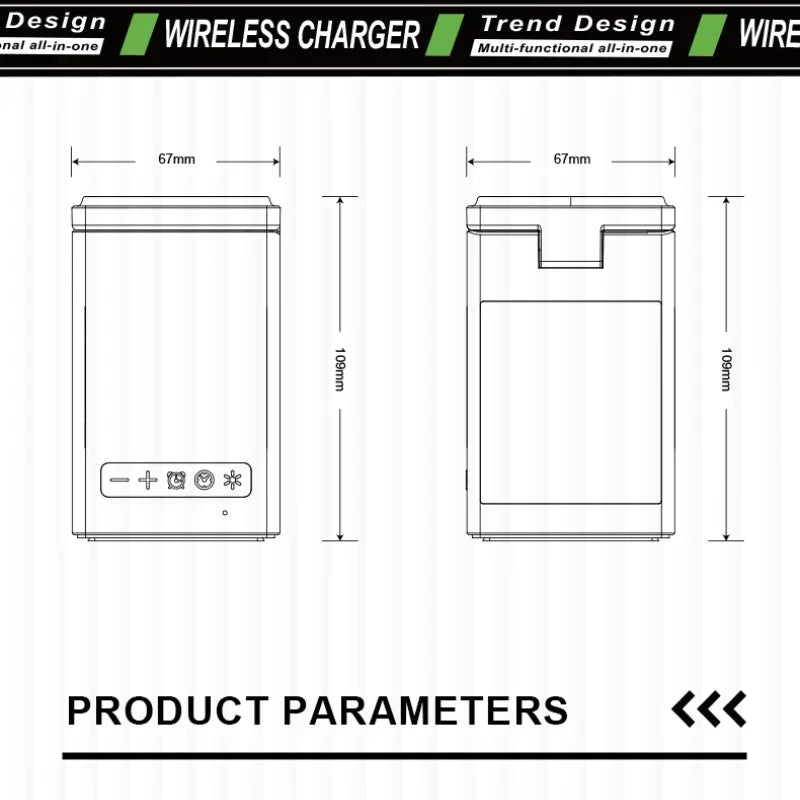 ⚡ GlowTech ChargeHub 6X – Magnetic Wireless Charger with Speaker, Clock & Night Light